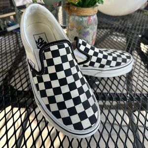 vans checkerboard slip ons